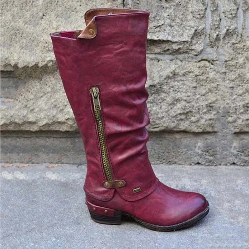 Gwendolyn – Women's Tall Slouch Boots with Zip Pocket
