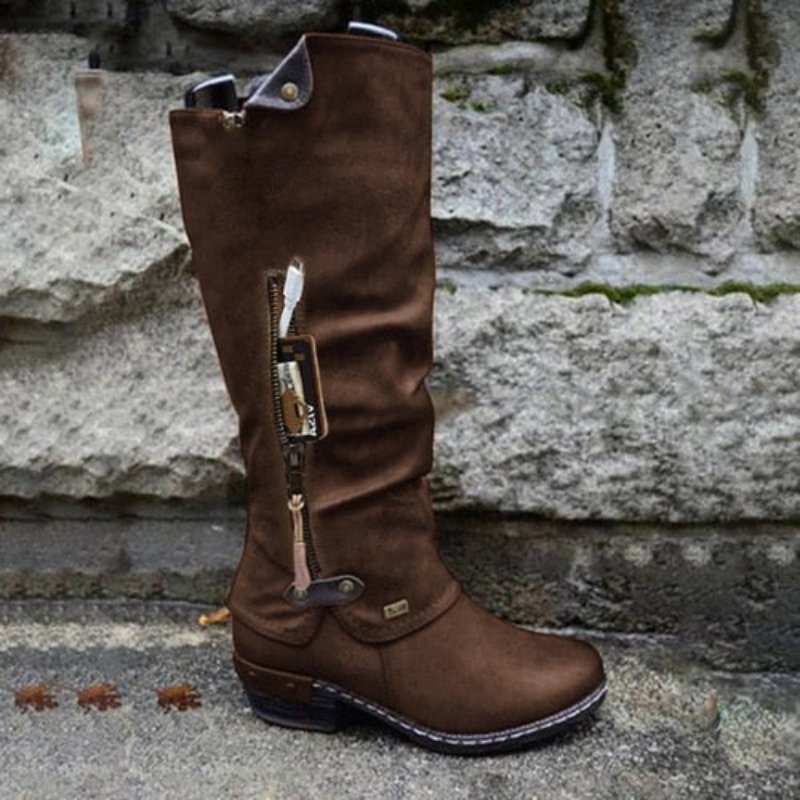 Gwendolyn – Women's Tall Slouch Boots with Zip Pocket