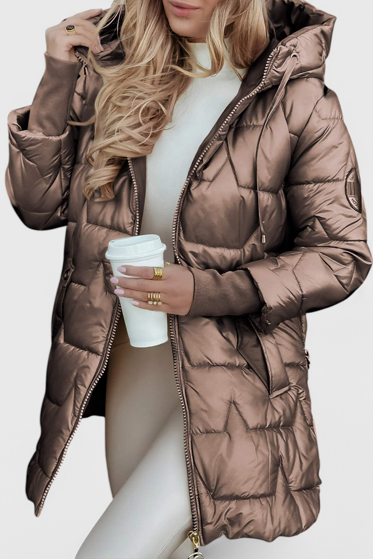 Teresa – Longline Puffer Coat with Drawstring Hood for Women