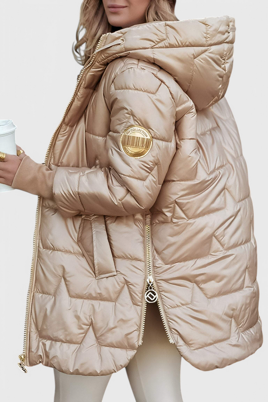 Teresa – Longline Puffer Coat with Drawstring Hood for Women