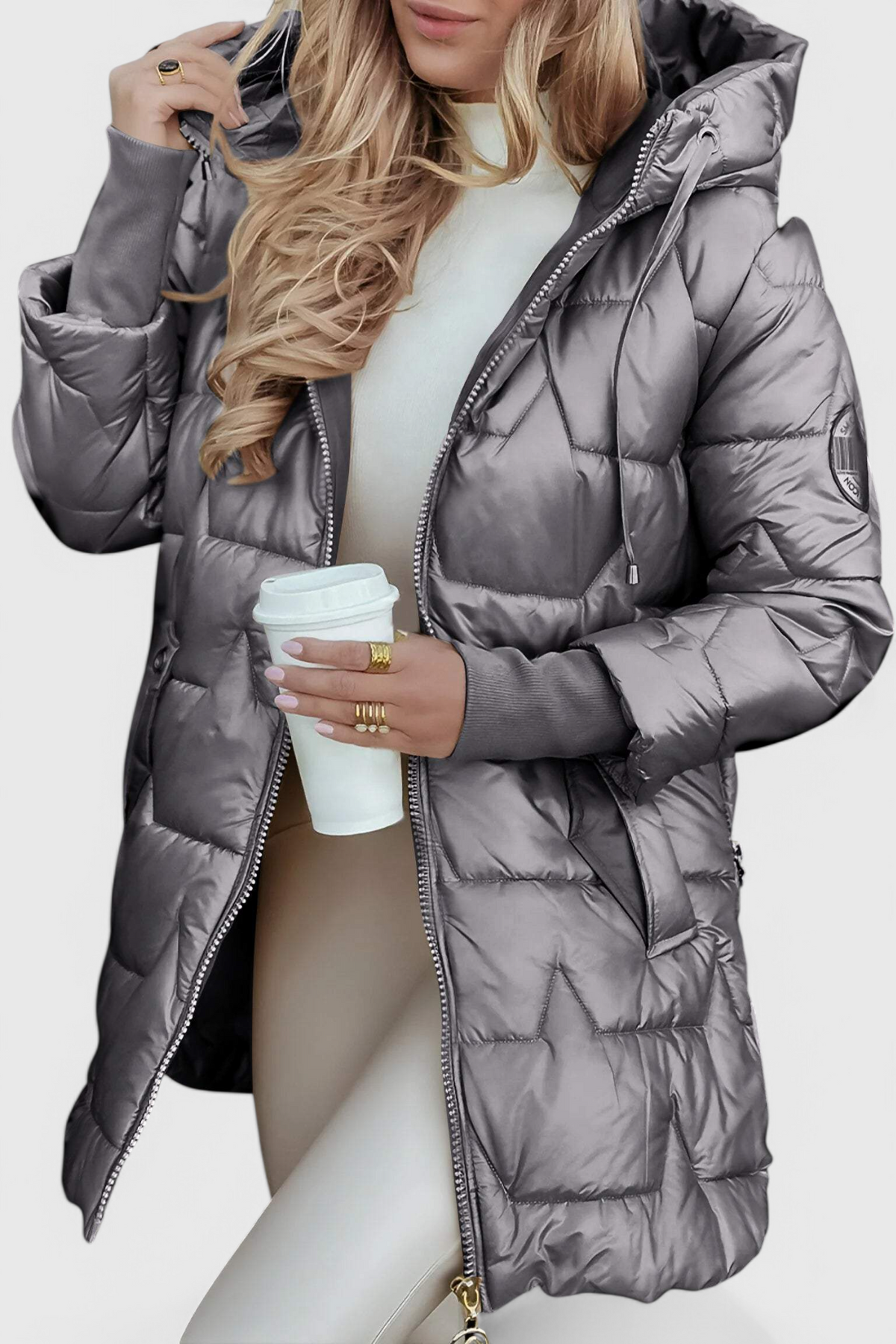 Teresa – Longline Puffer Coat with Drawstring Hood for Women