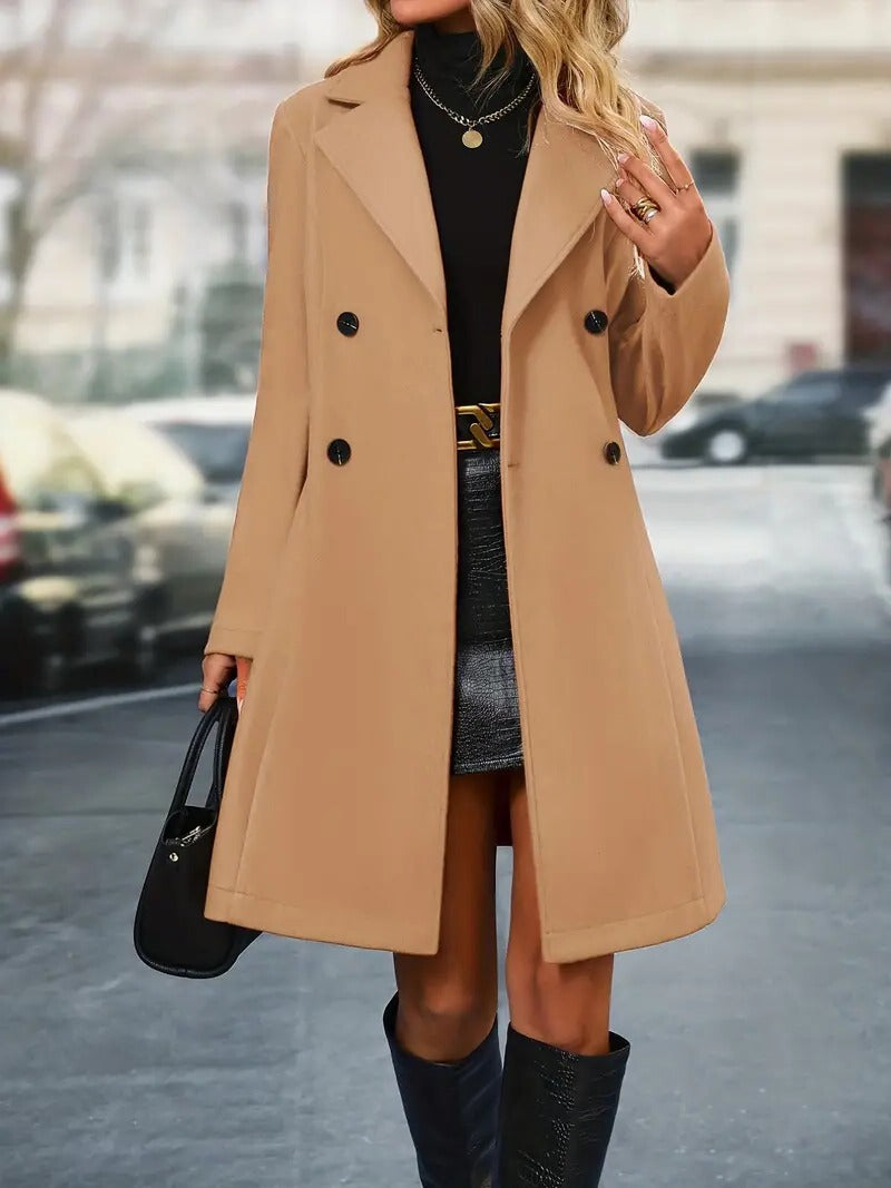 Allegra – Wool-Look Double-Breasted Coat for Women