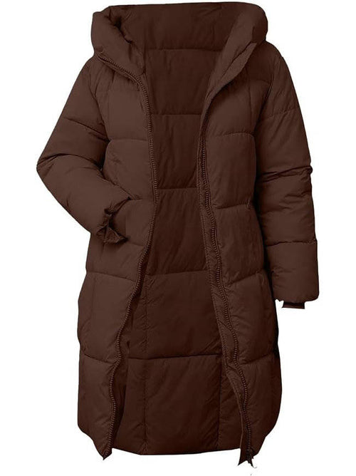Avalon – Block-Quilted Hooded Longline Coat for Women