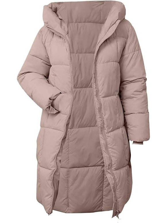 Avalon – Block-Quilted Hooded Longline Coat for Women