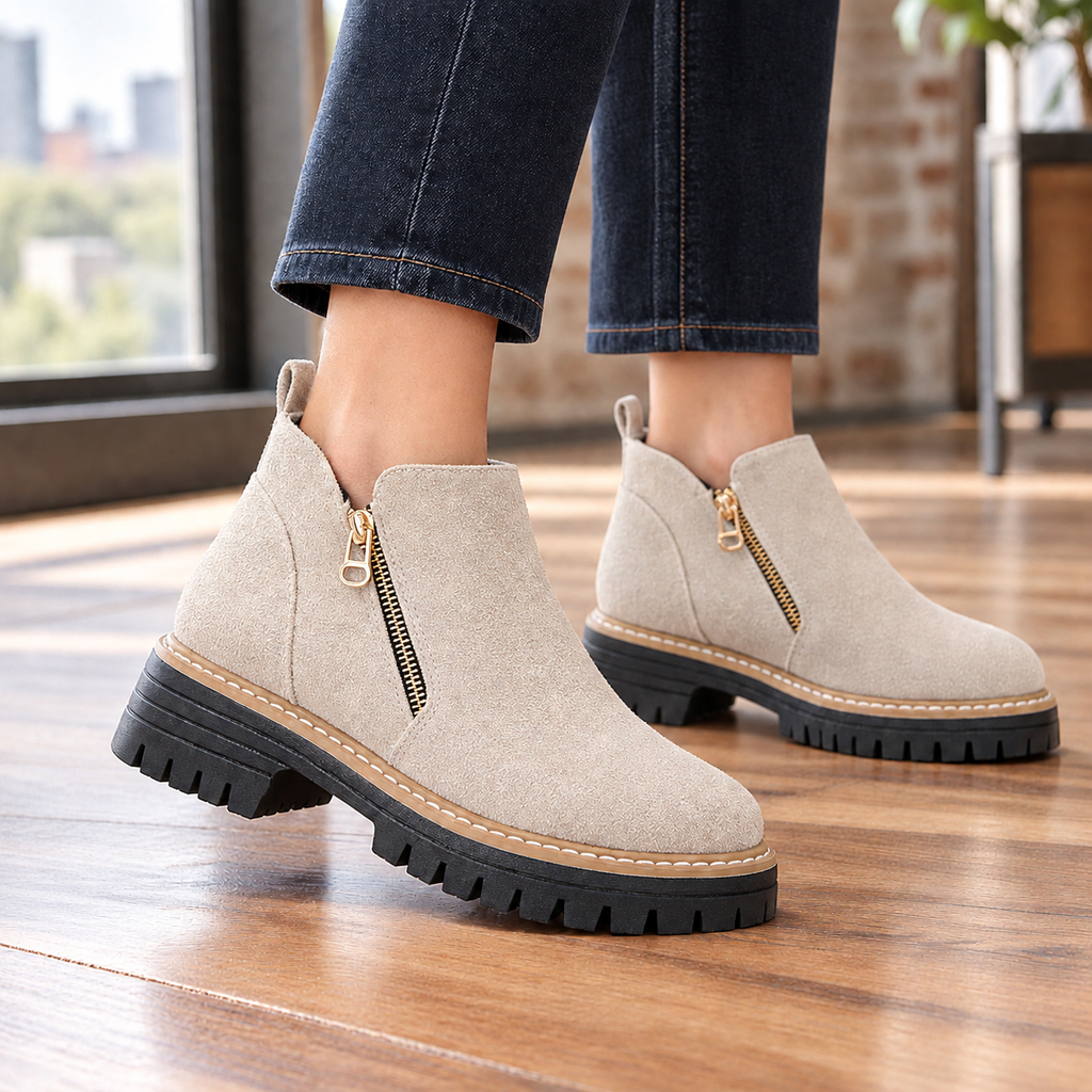Zanetti-Como Zip Ankle Boots - Beige