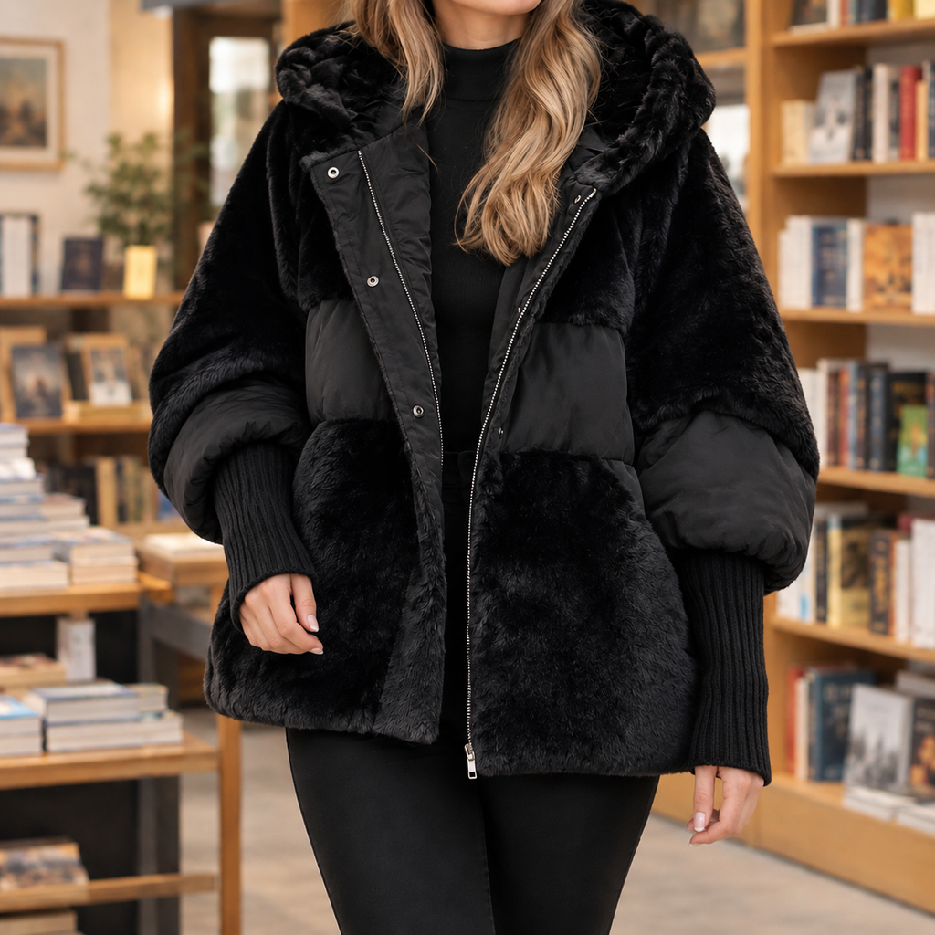 Ilaria-Kate Plush Panel Jacket - Black