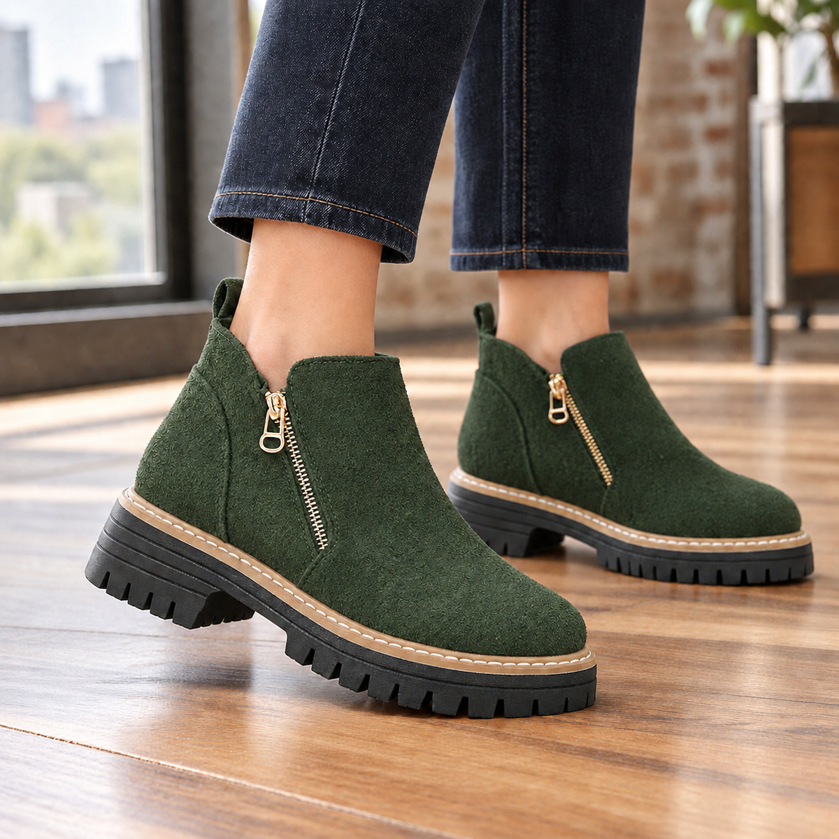 Zanetti-Como Zip Ankle Boots - Green