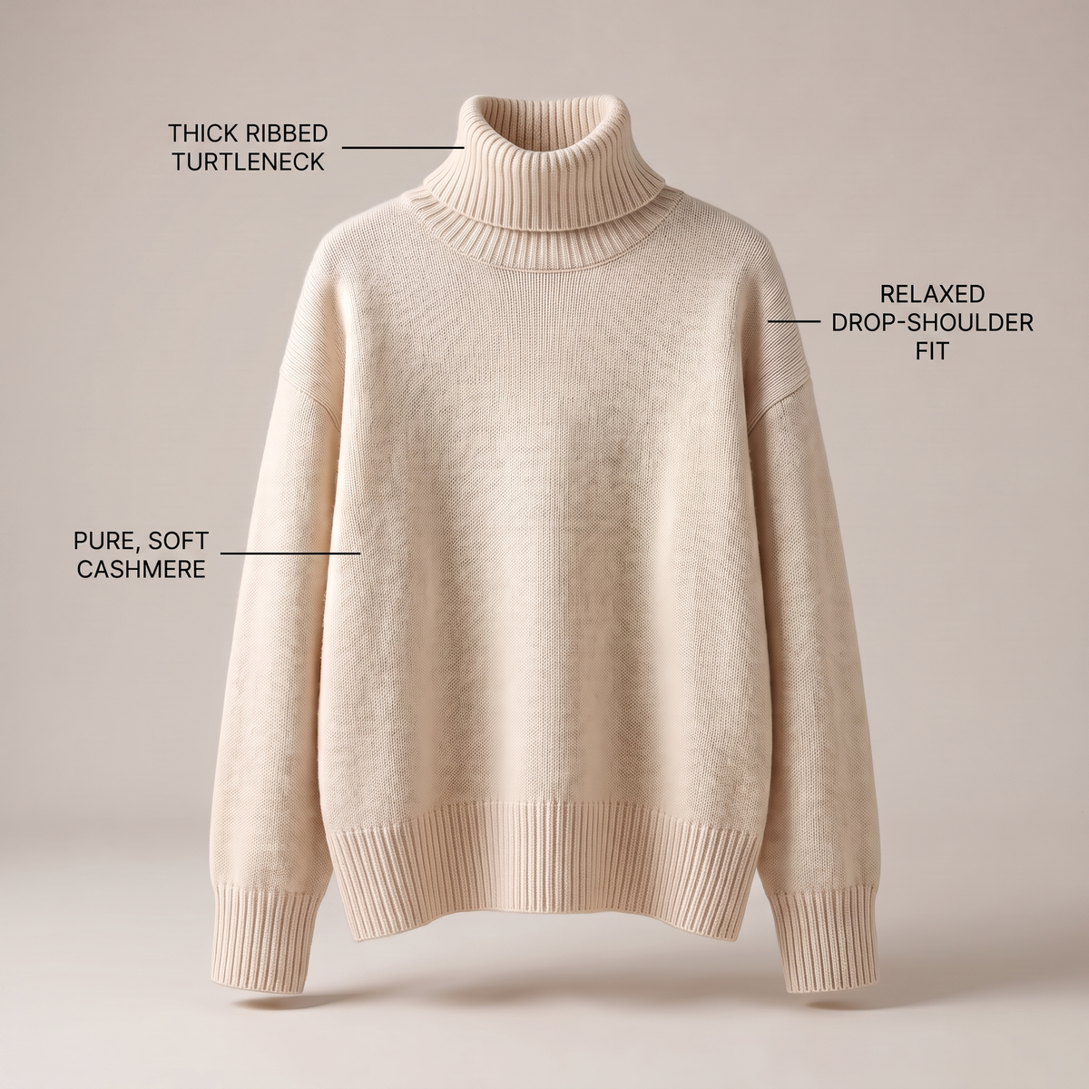 Genevra – Relaxed Fit Ribbed Turtleneck Sweater for Women