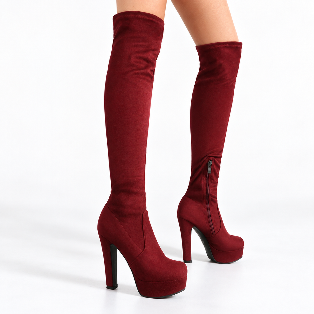 Jaclyn – Women's Stretch Side Zip Thigh-High Boots