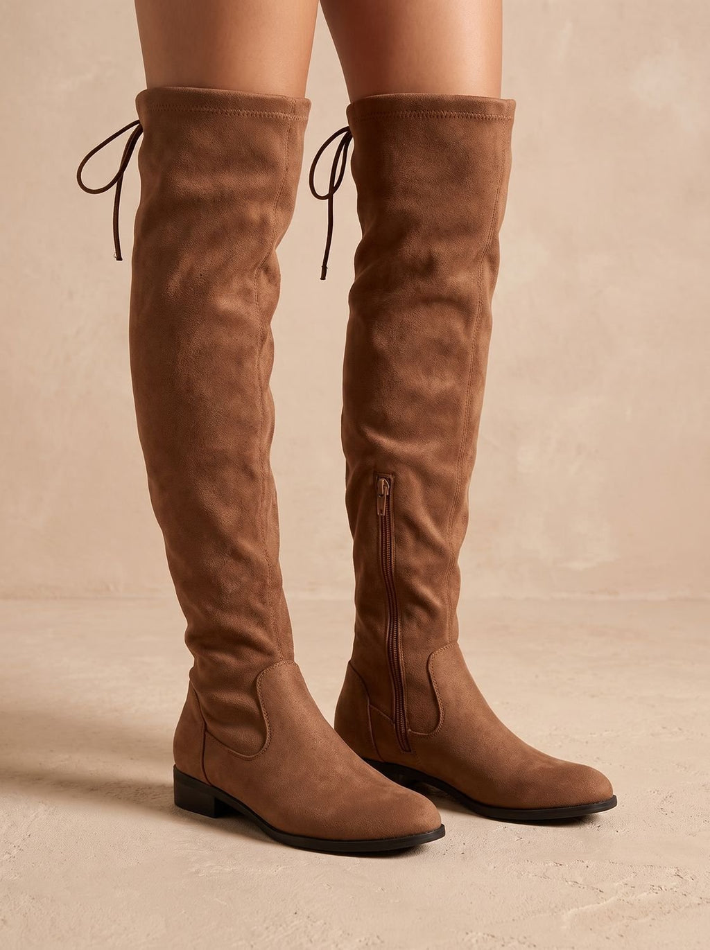 Josie – Women's Suede-Look Over-the-Knee Boots with Back Tie