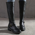 Kelly – Women's Lug Sole Leather-Look Knee-High Boots
