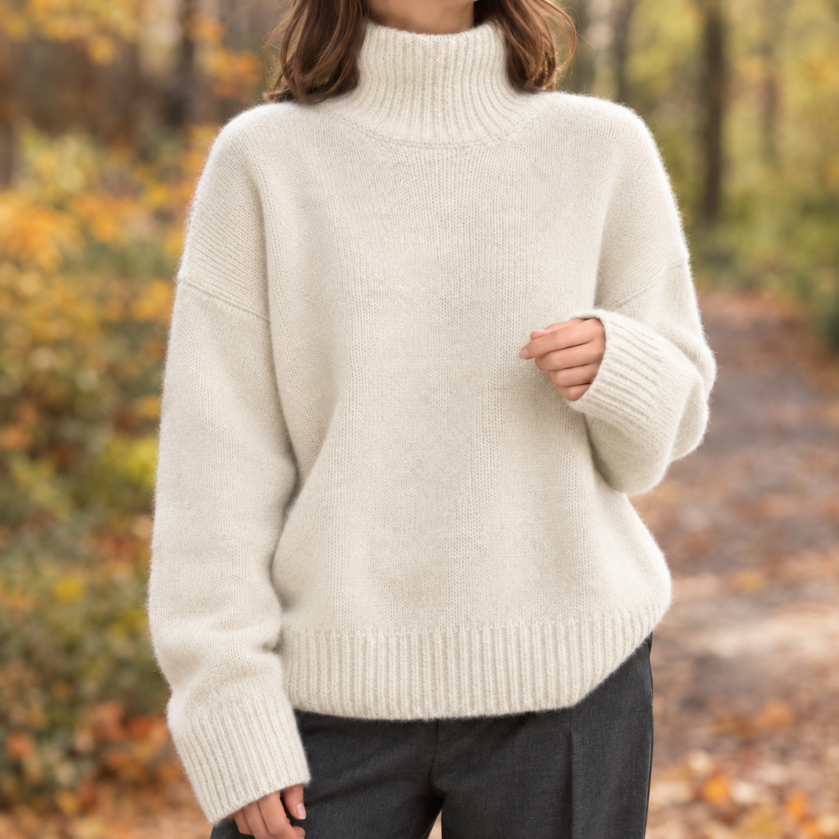 Kendra – Women's Brushed Drop-Shoulder Turtleneck Pullover