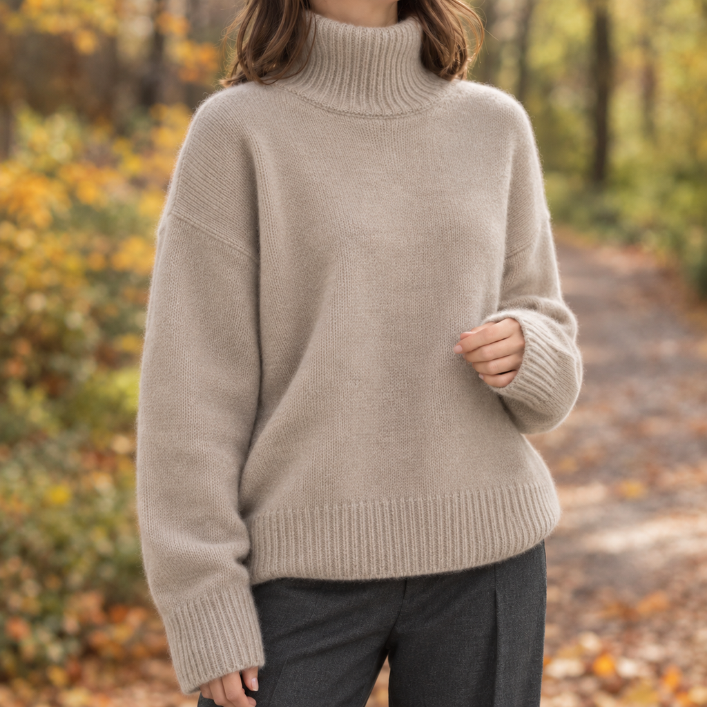 Kendra – Women's Brushed Drop-Shoulder Turtleneck Pullover
