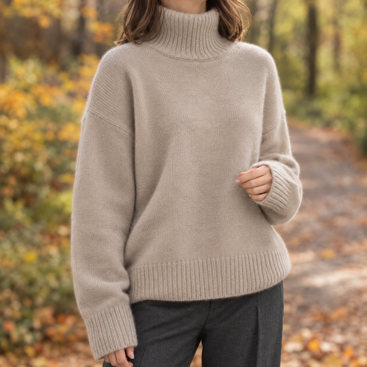 Kendra – Women's Brushed Drop-Shoulder Turtleneck Pullover