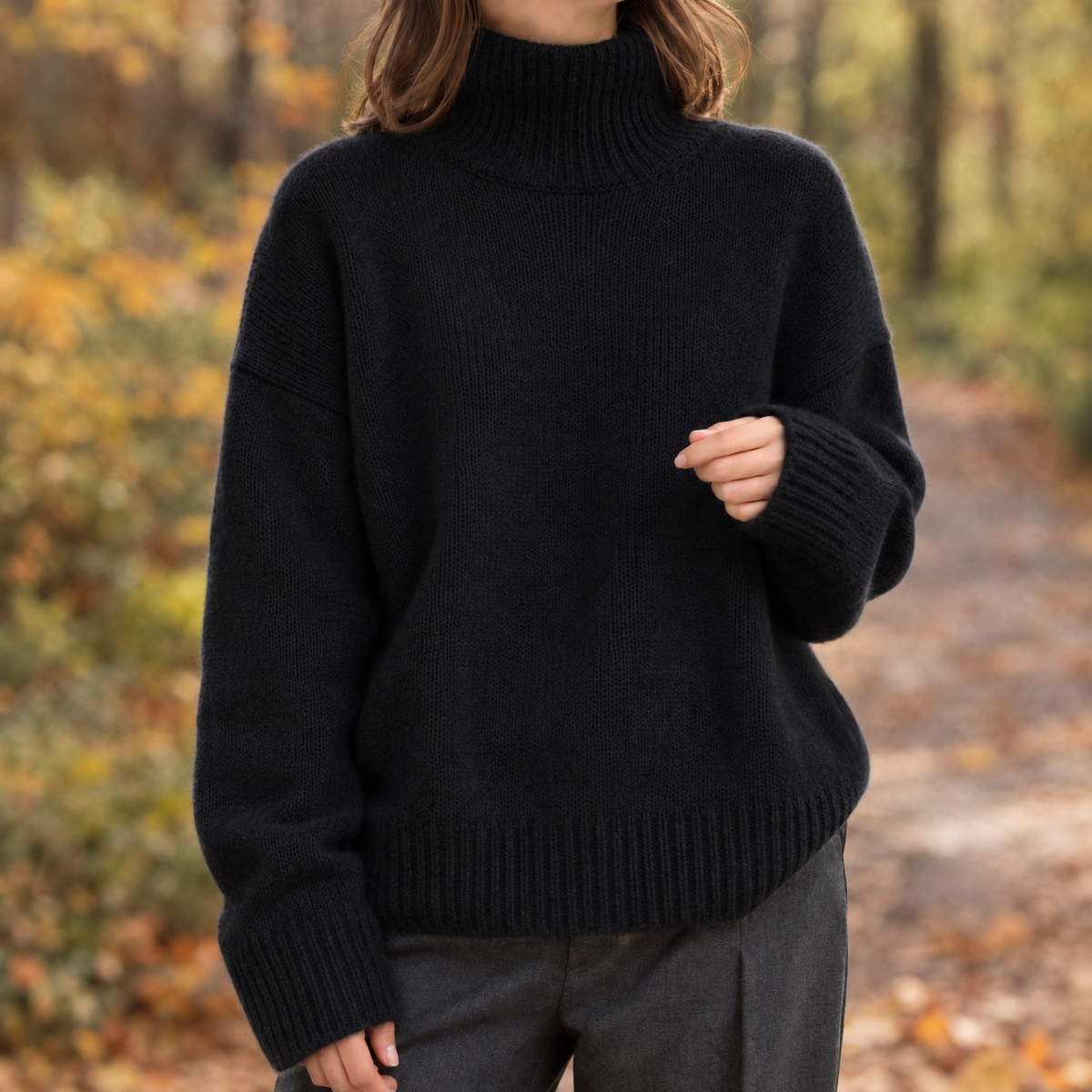 Kendra – Women's Brushed Drop-Shoulder Turtleneck Pullover