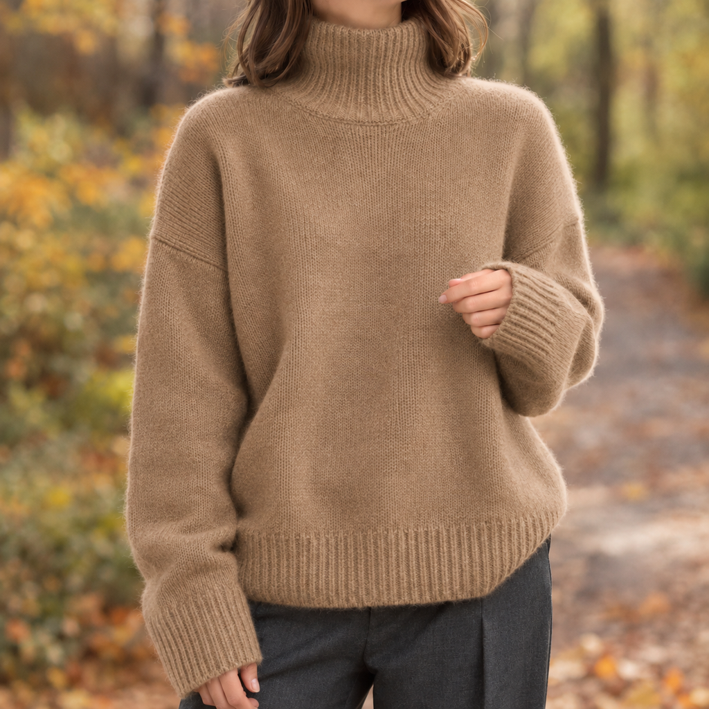 Kendra – Women's Brushed Drop-Shoulder Turtleneck Pullover