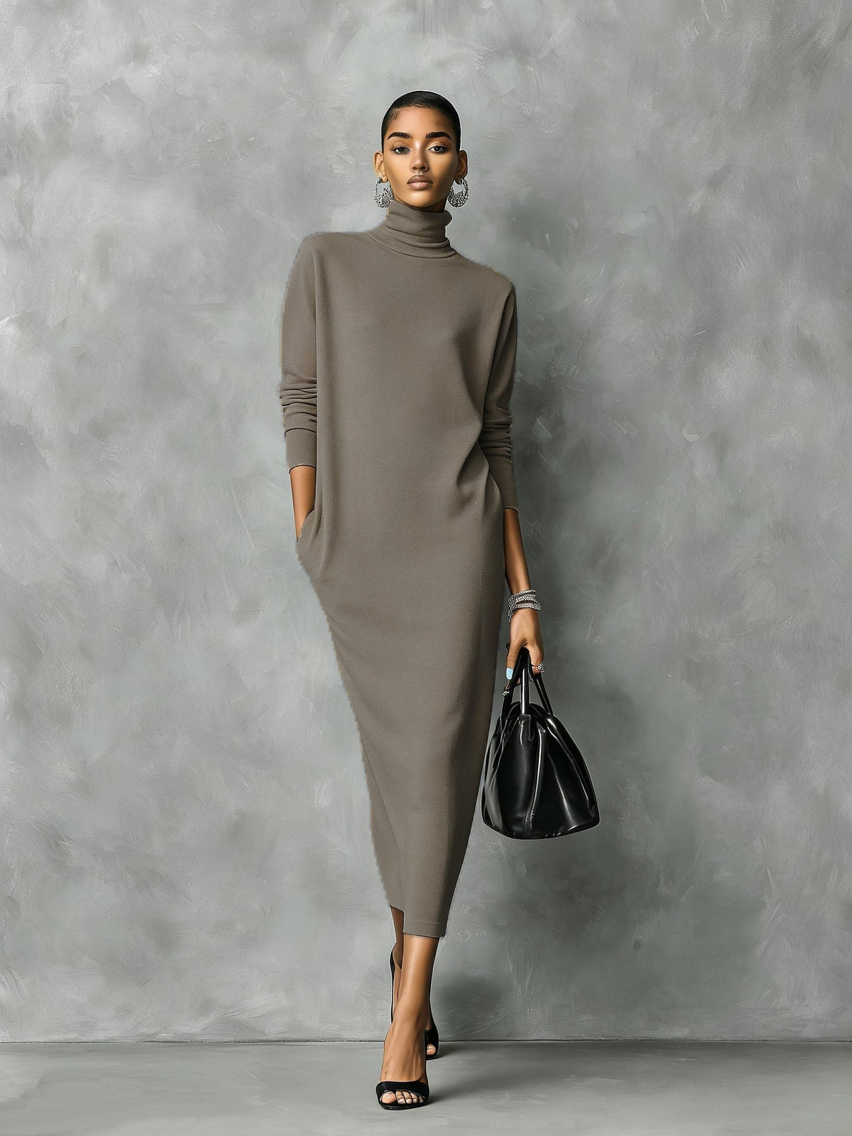 Lila – Women's Long Sleeve Midi Sweater Dress