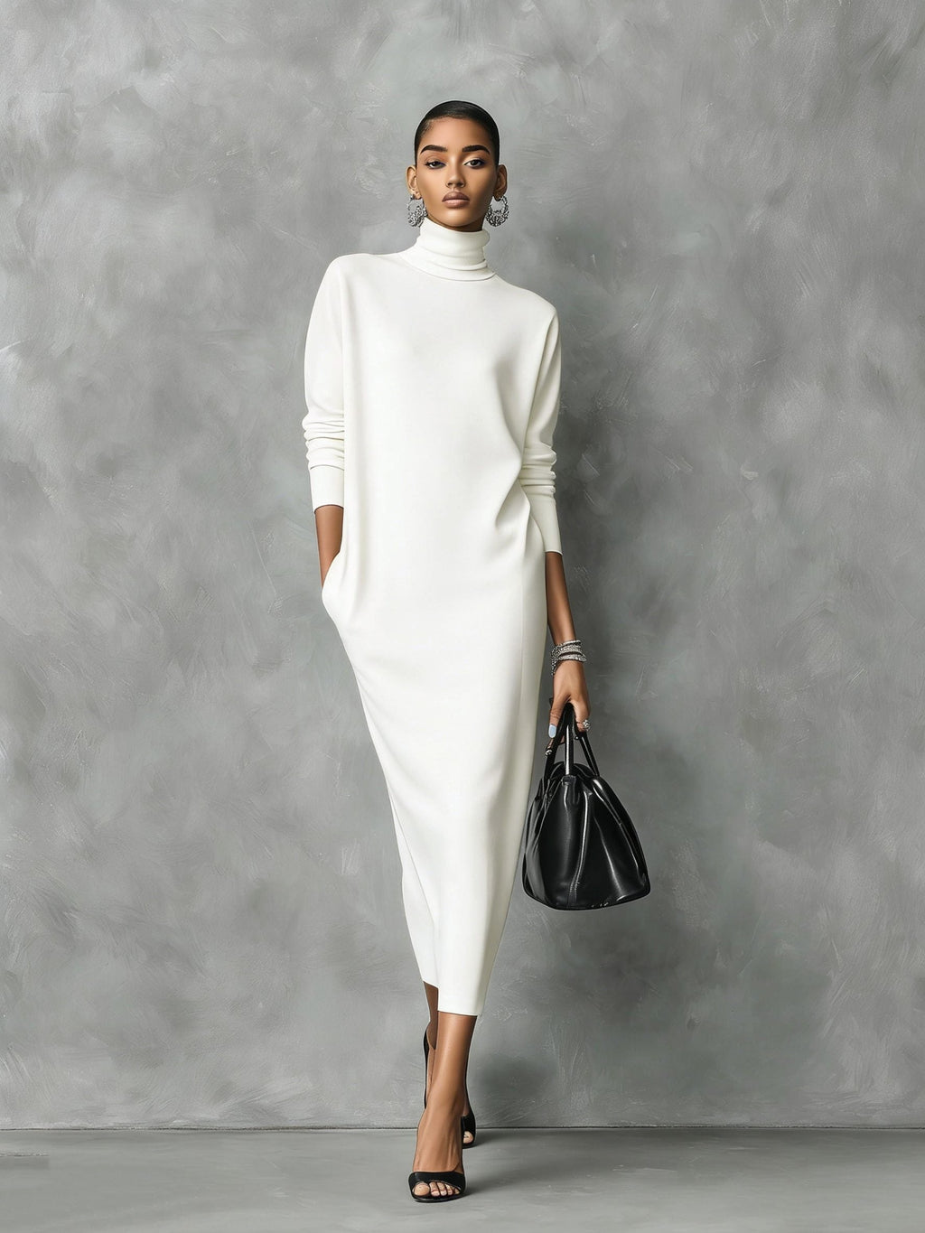 Lila – Women's Long Sleeve Midi Sweater Dress
