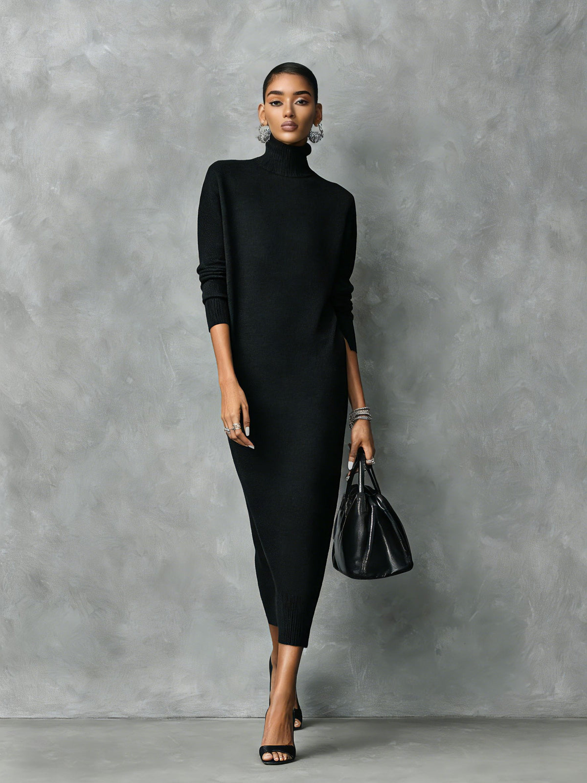 Lila – Women's Long Sleeve Midi Sweater Dress