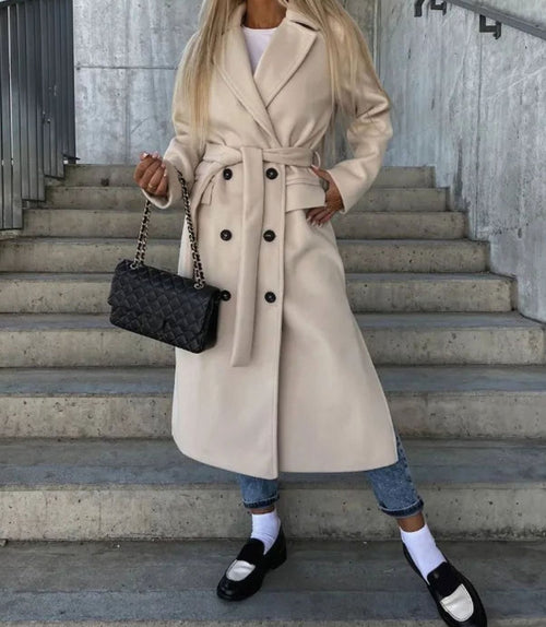 Lisa | Women's Long Lapel Button Front Coat Double-Breasted Overcoat