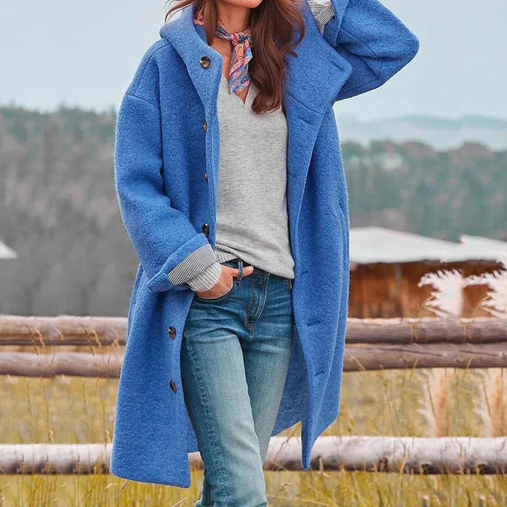 Ulrike – Oversized Wool-Look Coat with Hood for Women