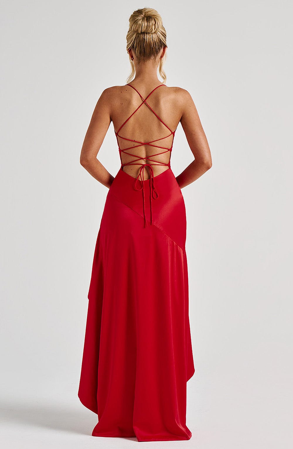 Lydia – Women's High Slit Ruffle Cowl Neck Maxi Dress