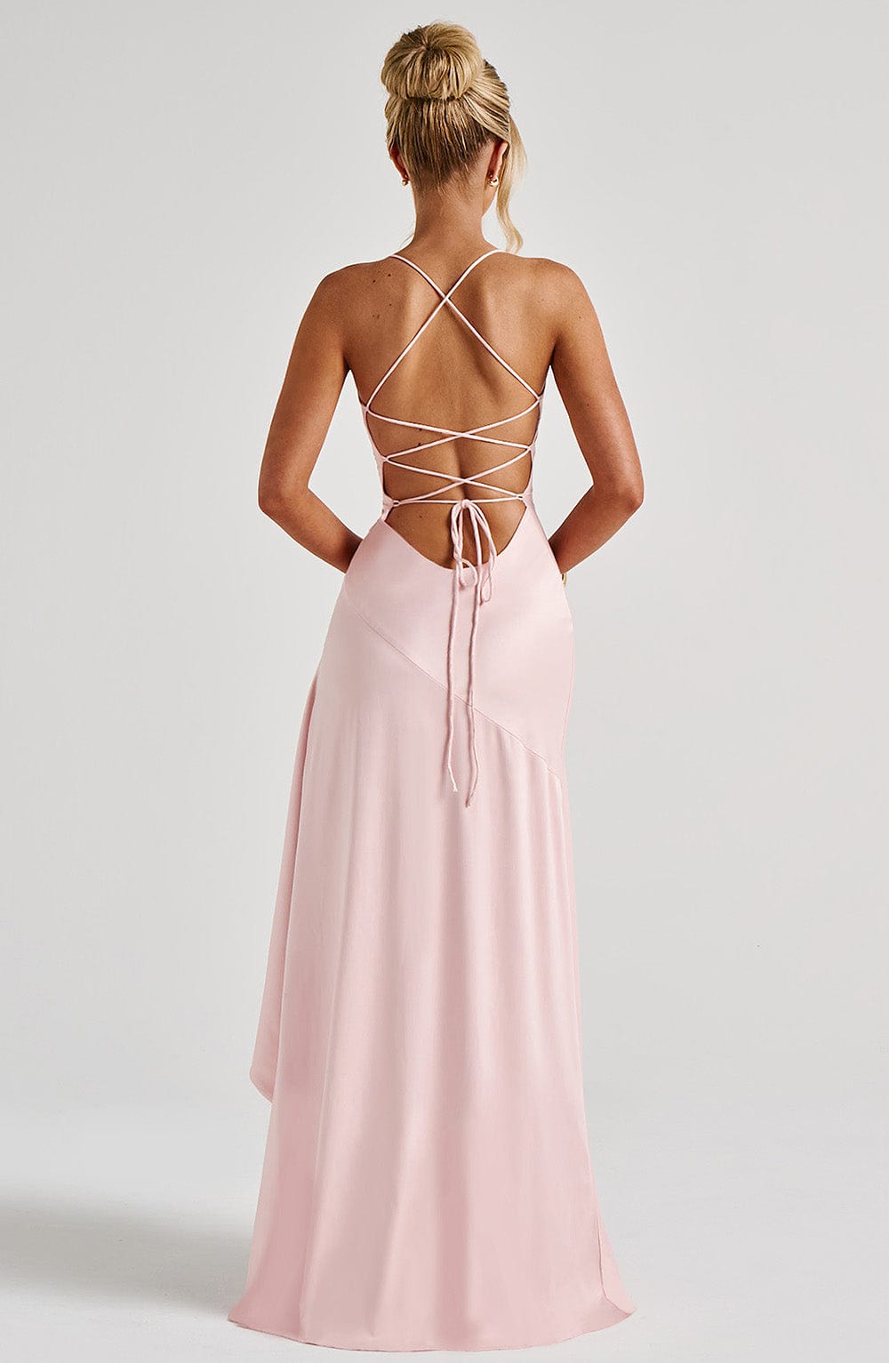 Lydia – Women's High Slit Ruffle Cowl Neck Maxi Dress