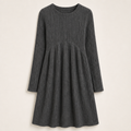 Lyra – Women's Empire Waist Ribbed Long Sleeve Dress with Pockets