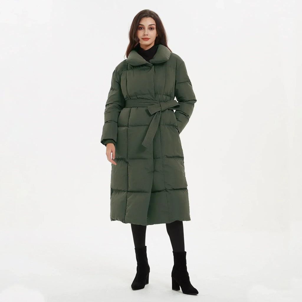 Martine – Women's Mid-Length Quilted Coat with Tie Belt