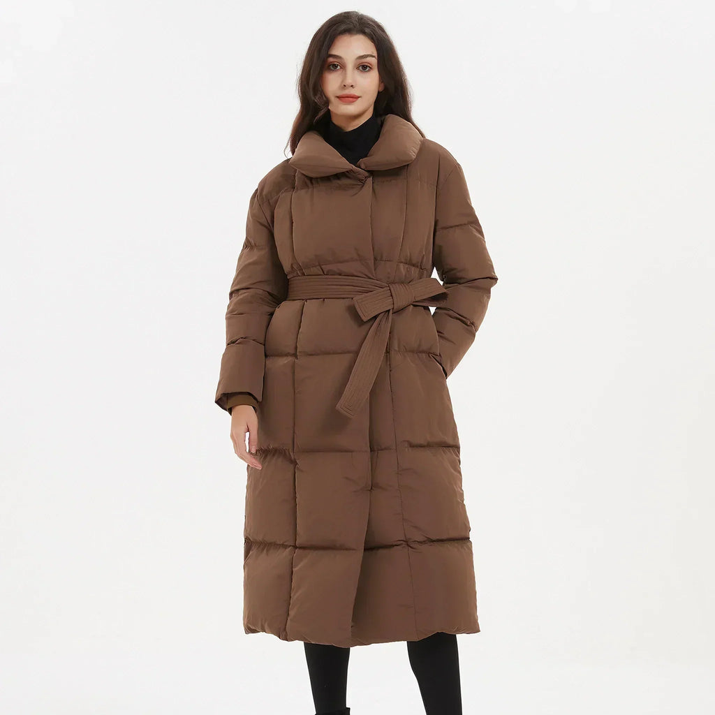 Martine – Women's Mid-Length Quilted Coat with Tie Belt
