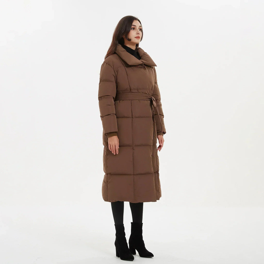 Martine – Women's Mid-Length Quilted Coat with Tie Belt