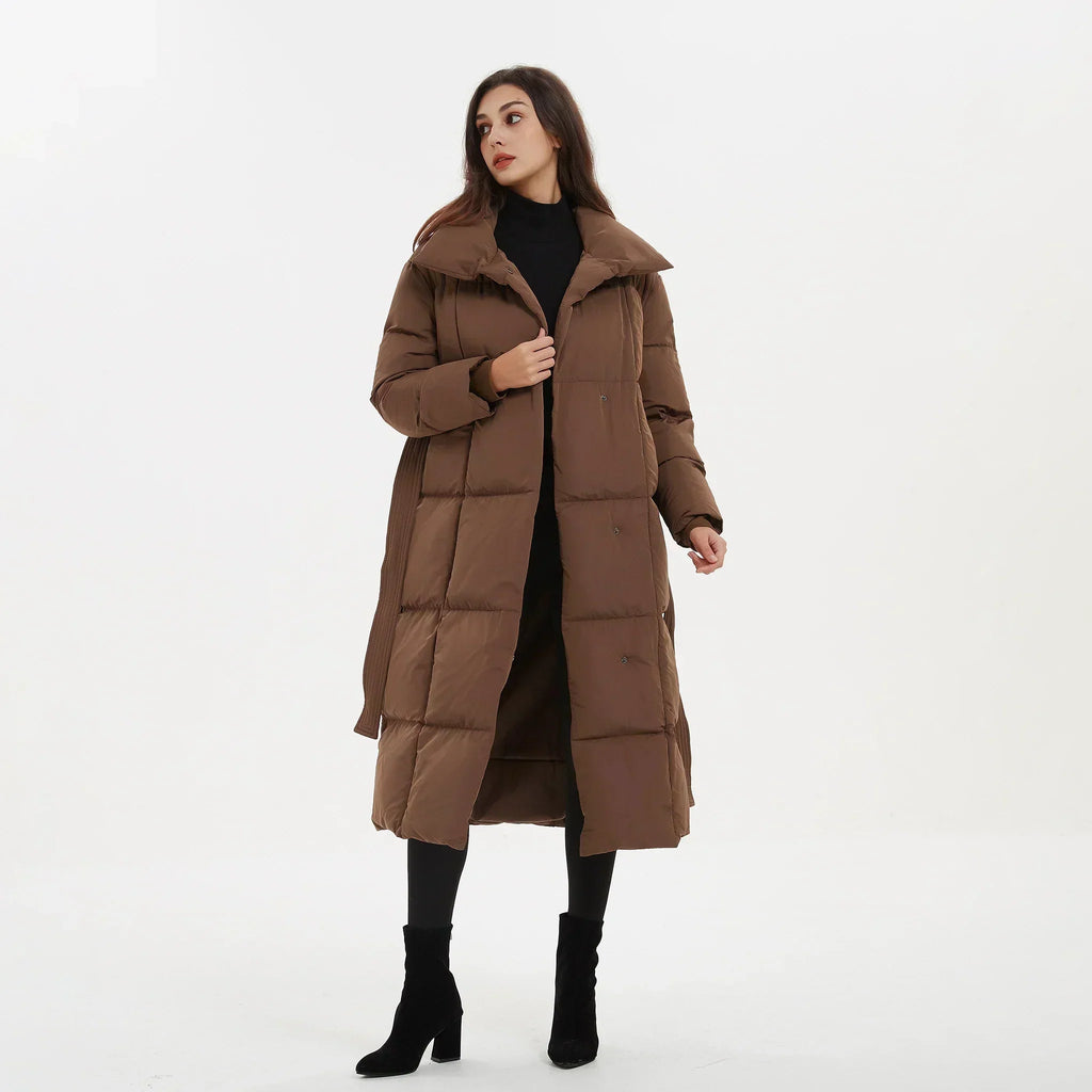 Martine – Women's Mid-Length Quilted Coat with Tie Belt