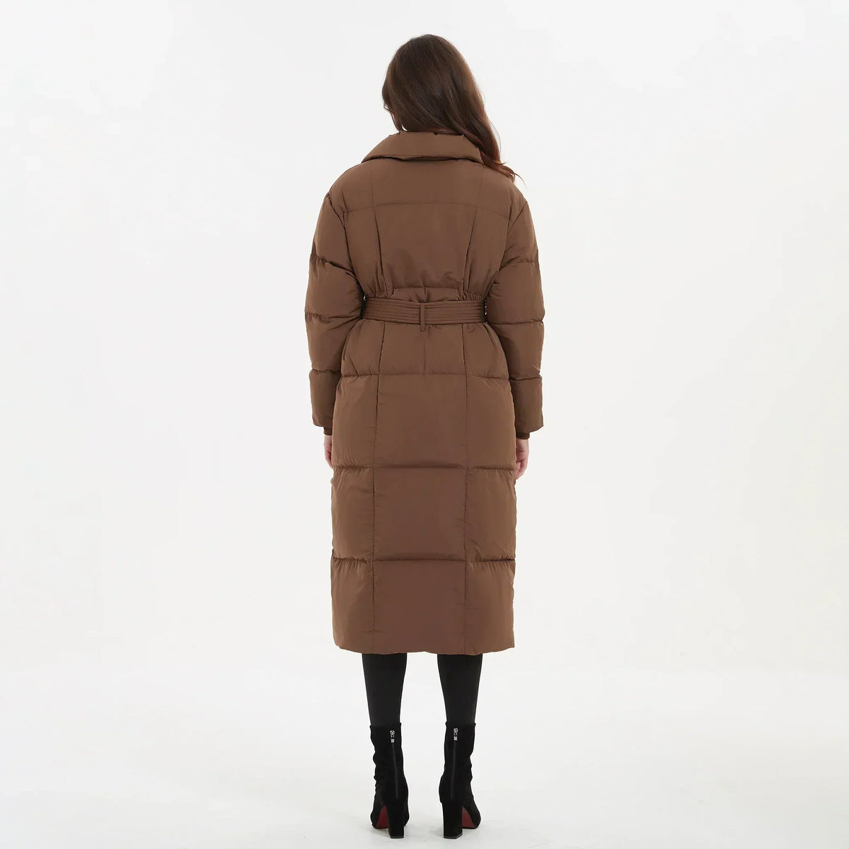 Martine – Women's Mid-Length Quilted Coat with Tie Belt