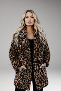 Myla – Women's Mid-Length Leopard Print Plush Coat with Lapels