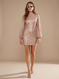 Nova – Women's Puff Sleeve Sparkly Bodycon Mini Dress