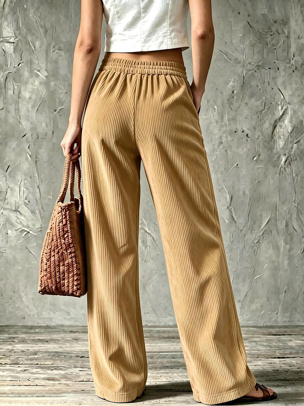 Keira – Flap-Pocket Wide-Leg Corduroy-Look Trousers for Women