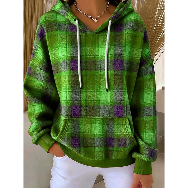 Mathilde – Oversized Checked Pullover Hoodie for Women