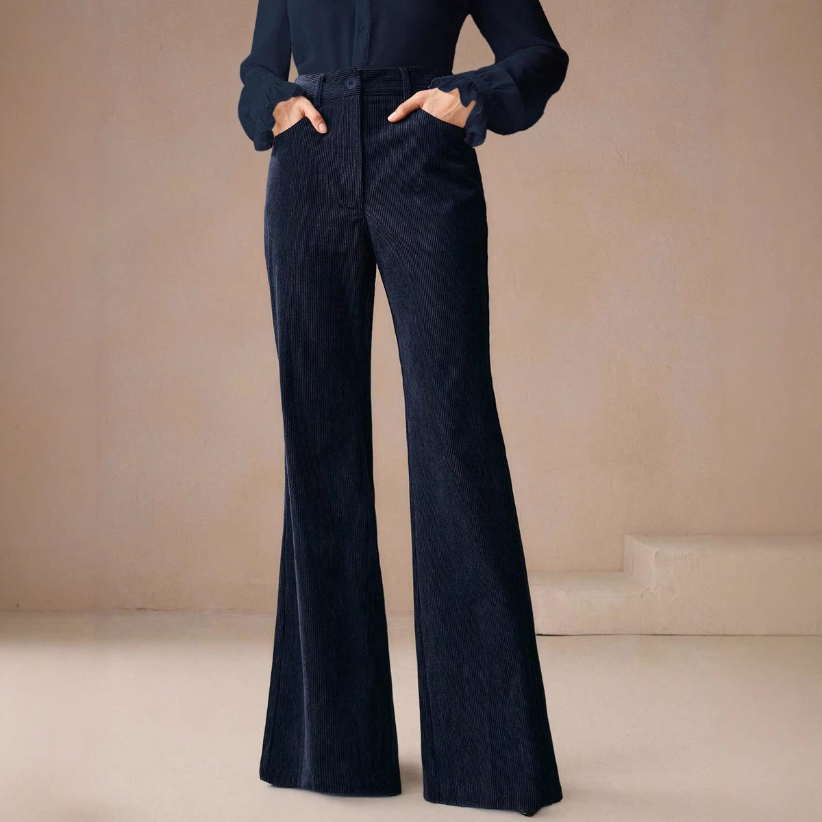 Quinn – Women's Ribbed Cord-Look Wide Leg Pants