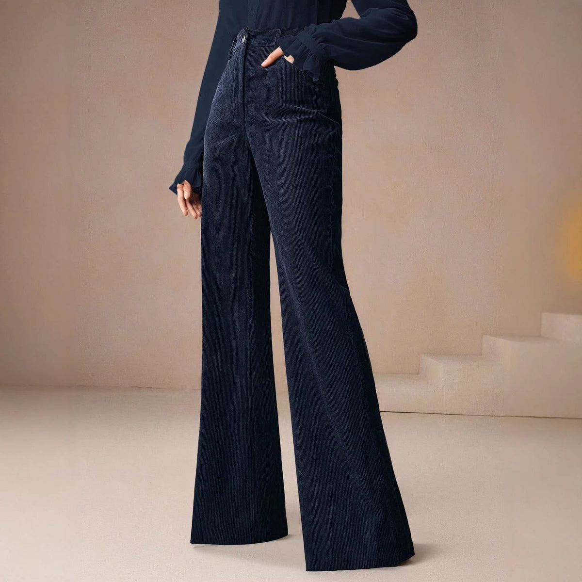 Quinn – Women's Ribbed Cord-Look Wide Leg Pants