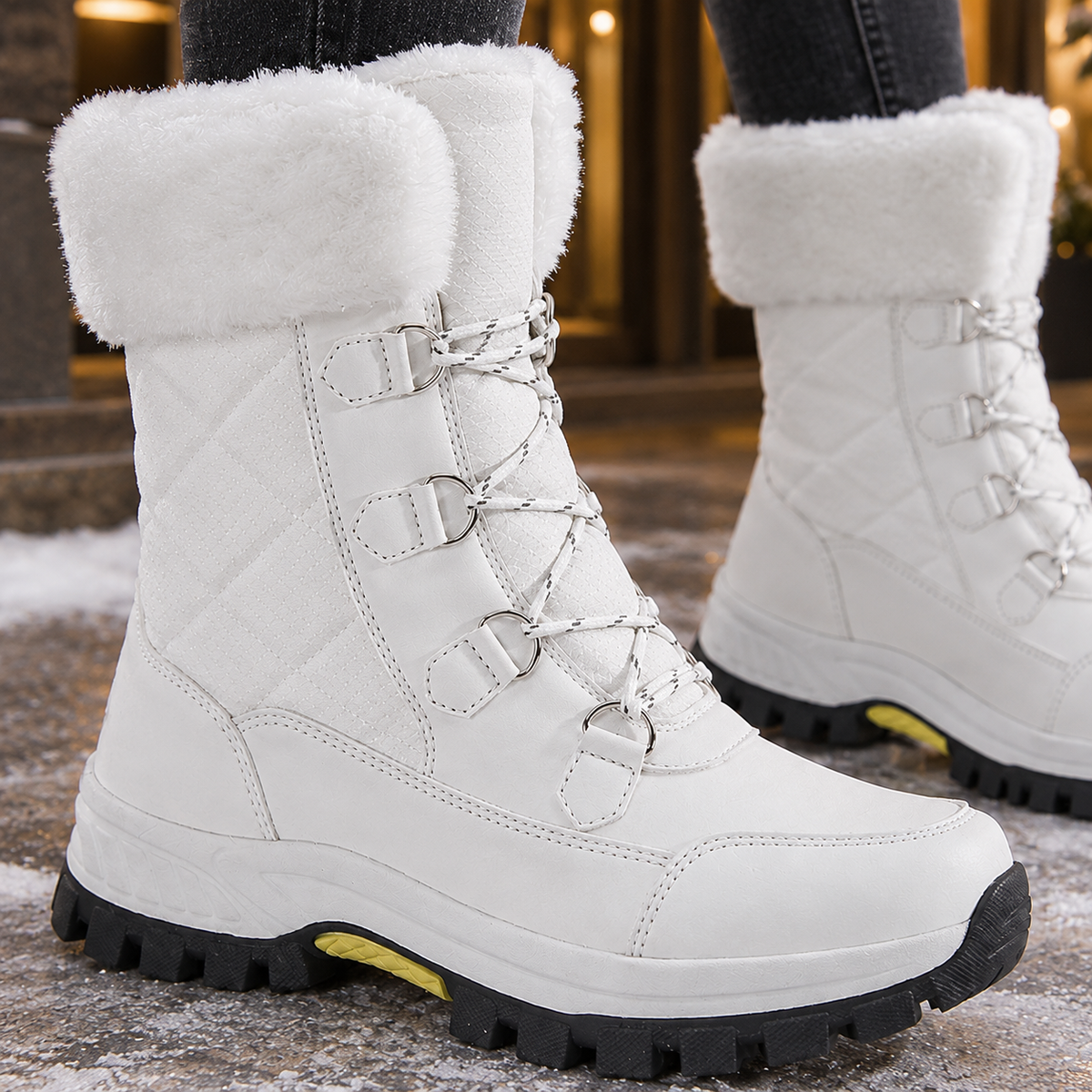 Rachael – Women's Laced Mid-Calf Winter Boots with Faux Fur-Look Cuff