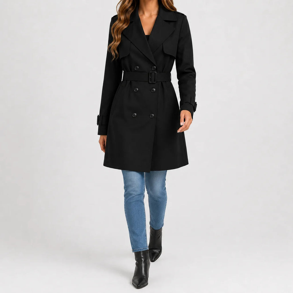 Sabrina – Women's Knee-Length Trench Coat with Belt