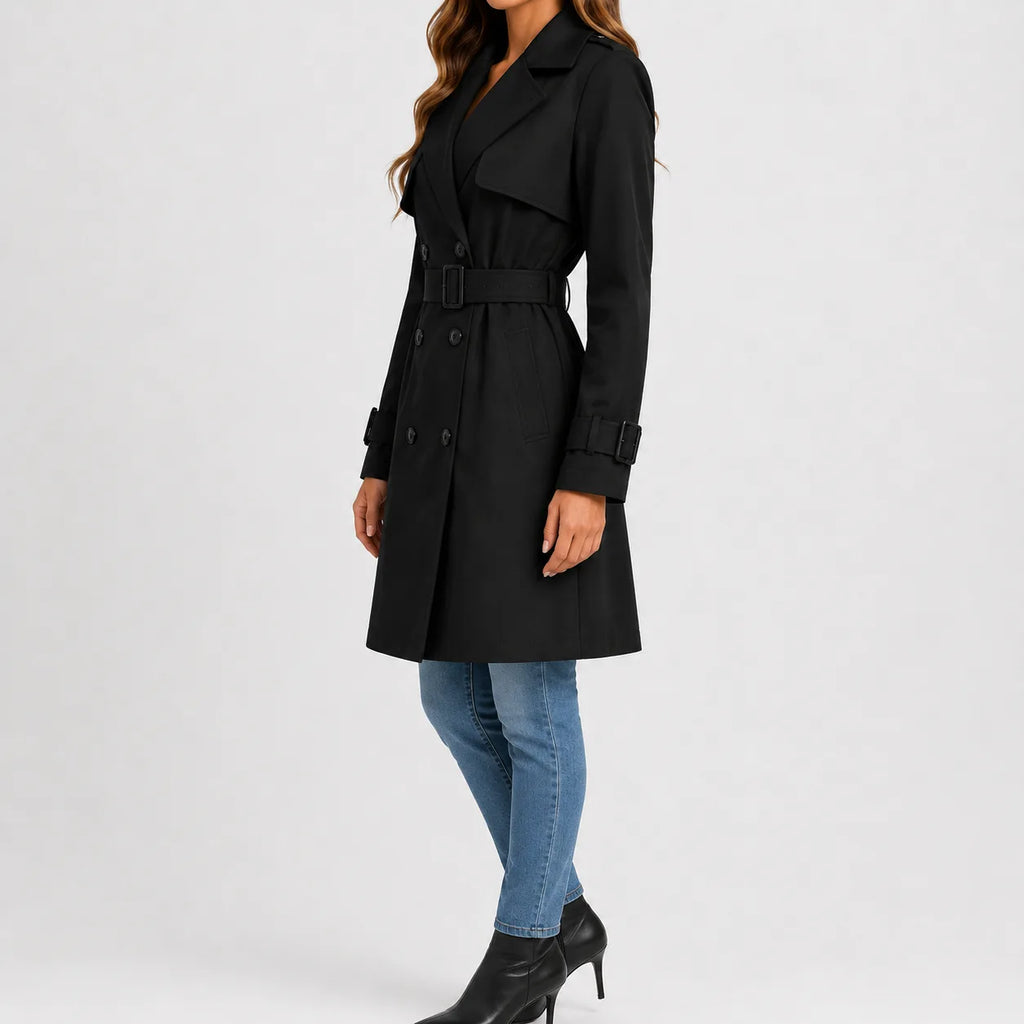 Sabrina – Women's Knee-Length Trench Coat with Belt
