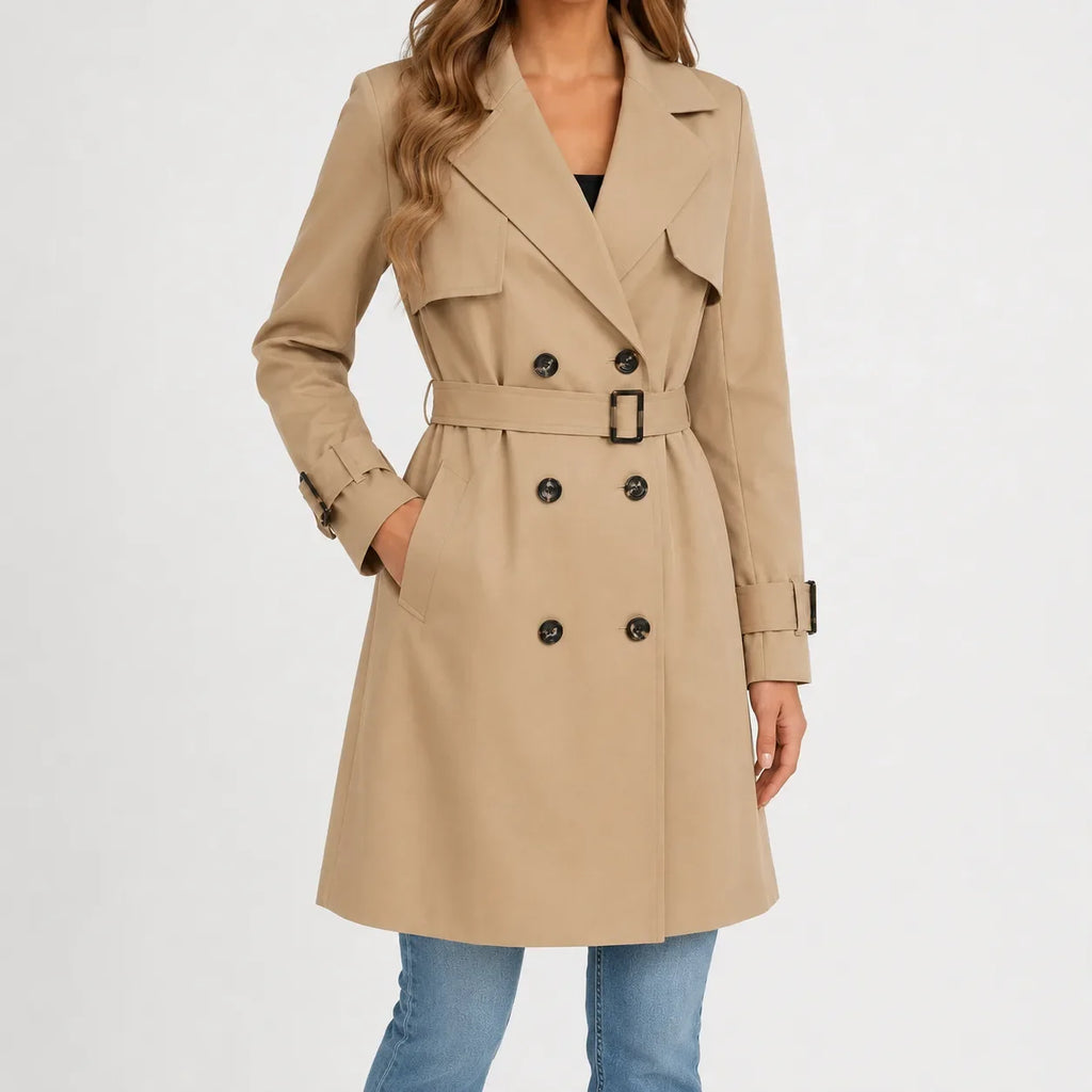 Sabrina – Women's Knee-Length Trench Coat with Belt