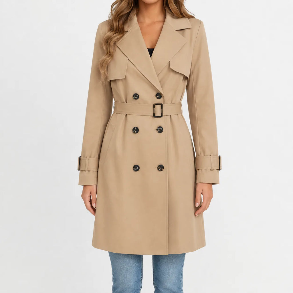 Sabrina – Women's Knee-Length Trench Coat with Belt