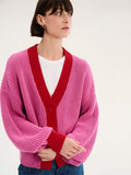 Selma – Women's V-Neck Button-Front Cardigan with Puff Sleeves