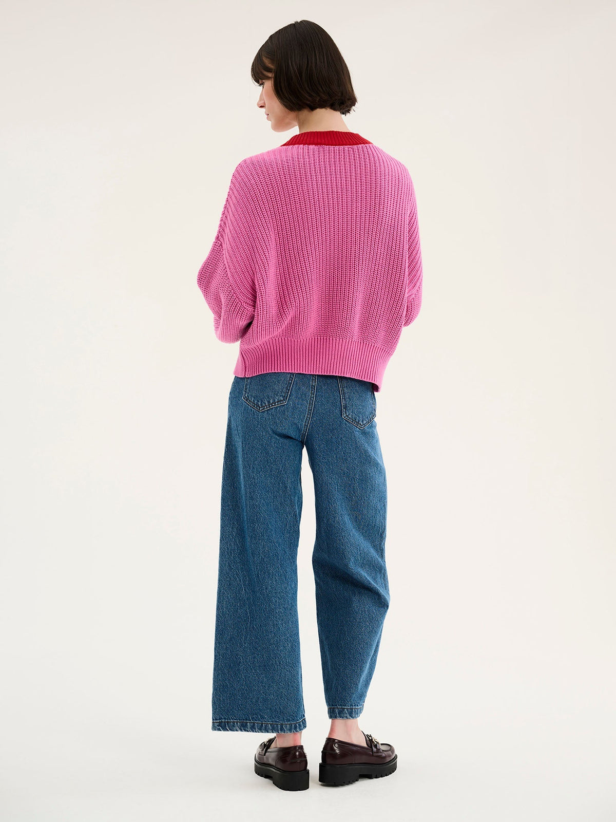 Selma – Women's V-Neck Button-Front Cardigan with Puff Sleeves