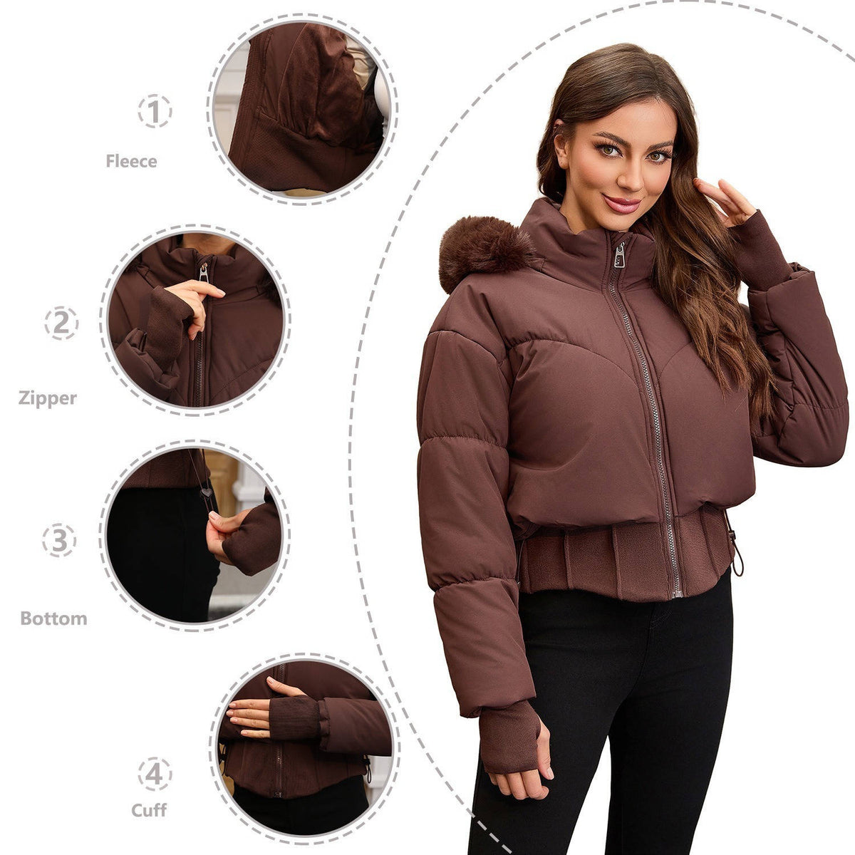 Sherry – Women's Short Padded Bomber Jacket with Hood