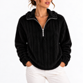 Valentina – Women's Fluffy Half Zip Sweatshirt with Ribbed Texture