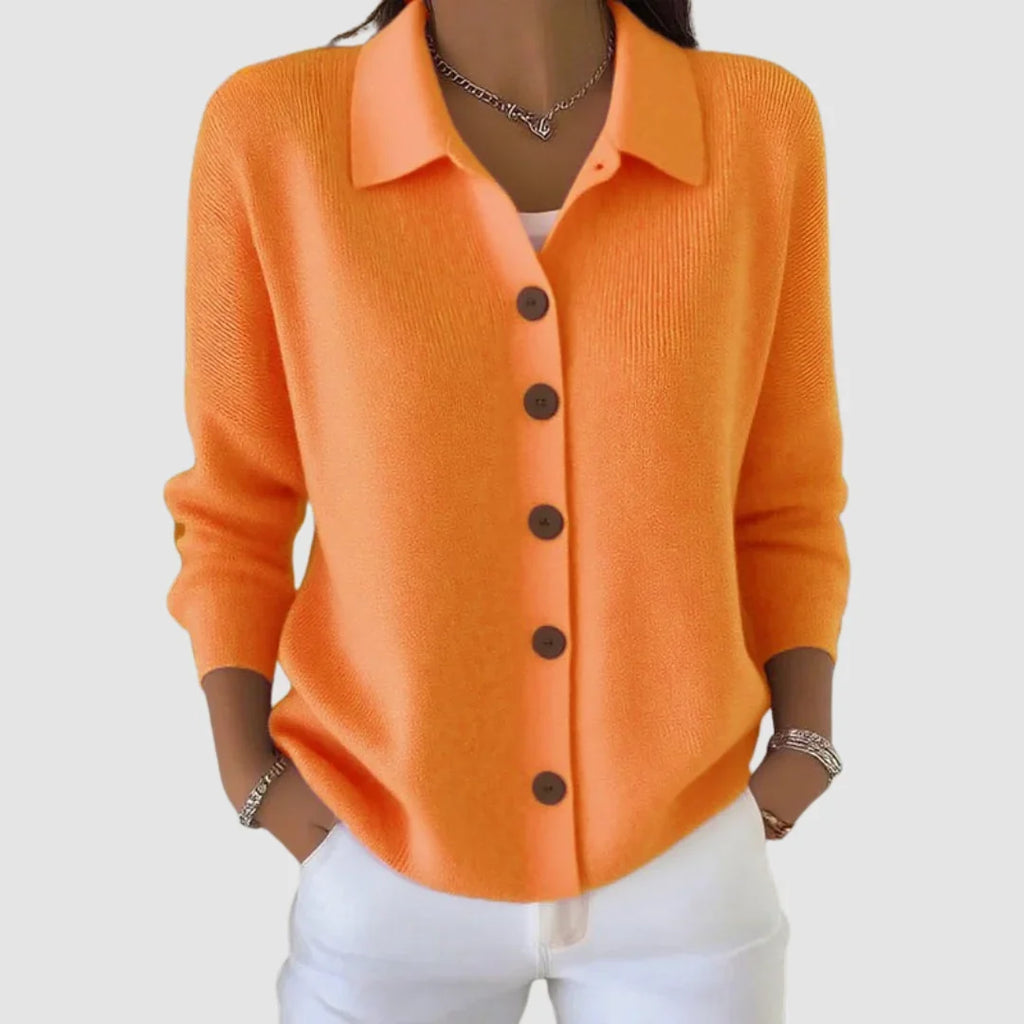 Vienna – Women's Polo Collar Ribbed Cardigan