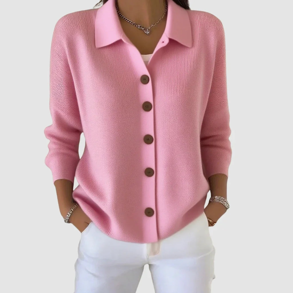 Vienna – Women's Polo Collar Ribbed Cardigan